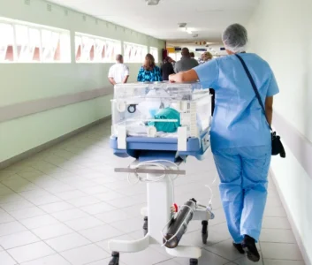 Медсестра идет по коридору больницы